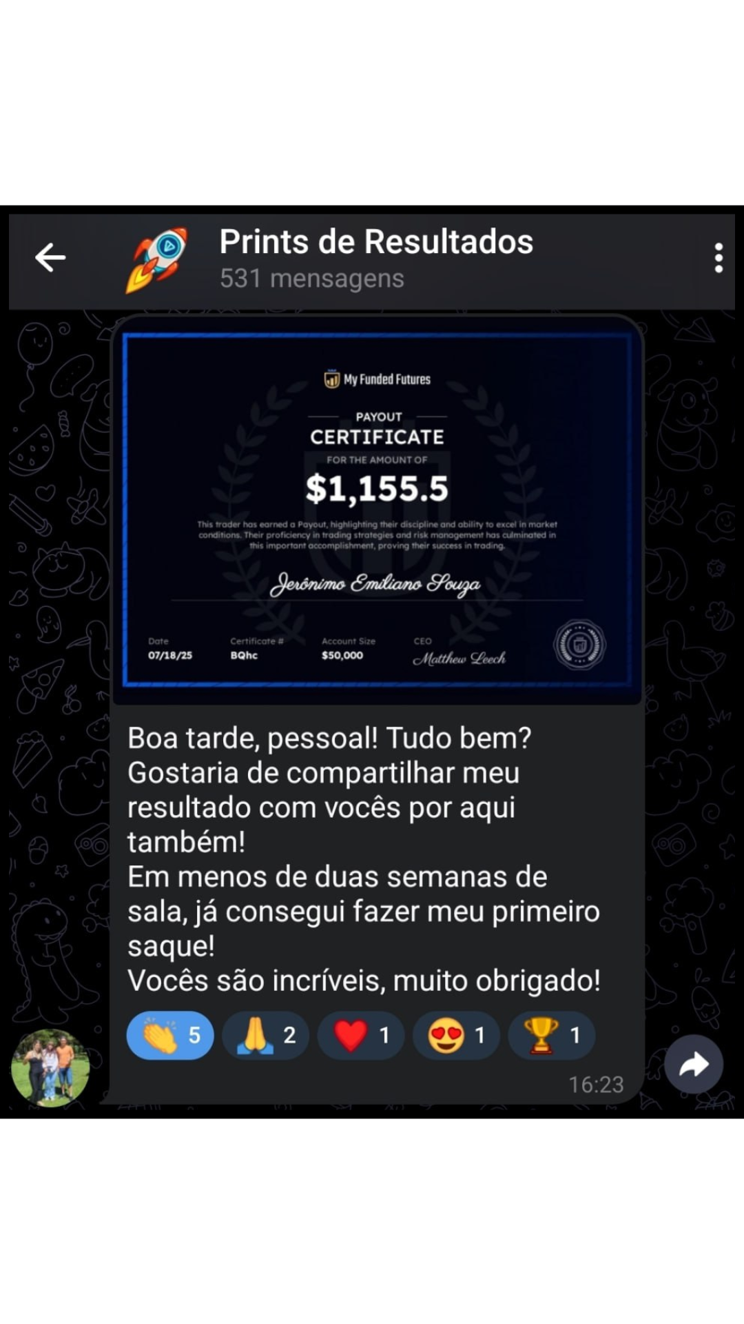 Comprovante de aprovação ou saque de aluno 1